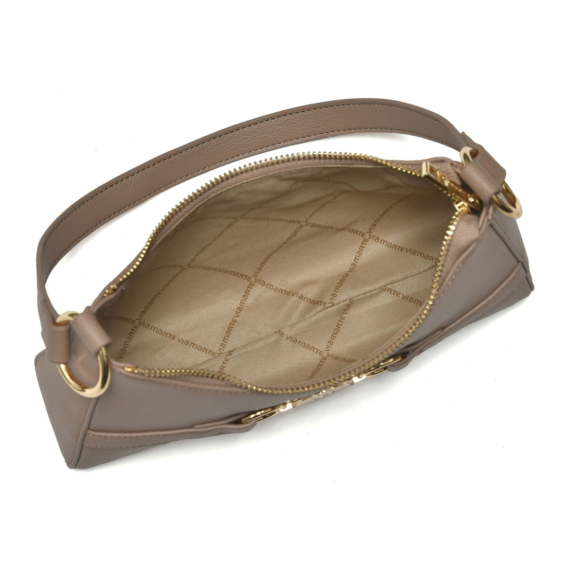 Interior da bolsa Shoulder Bag Via Marte mostrando forro em tecido poliéster bege